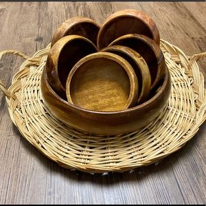 Vintage Mid Century Cottage Core Wooden Salad Bowl